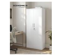 SONGMICS armadio in acciaio a 5 livelli: armadietto multiuso con ripiani regolabili, doppie porte, serratura, cassetta degli attrezzi, per Garage