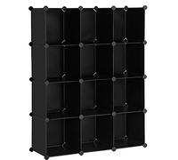 SONGMICS Armadio modulare a cubo, libreria, 12 cubi, ideale per soggiorno, armadio, include martello in gomma, 36,6 x 12,2 x 48,4 cm, nero ULPC34BK