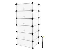 SONGMICS Armadio Portascarpe Modulare con 6 Ripiani, Scarpiera Modulare con Ante, Mobile con Pannelli in Plastica e Struttura in Metallo, 43 x 31 x 105 cm, Bianco