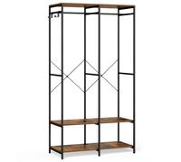 SONGMICS Armadio Portatile, Armadio Pieghevole, Appendiabiti, Organizer per Armadio, con Barre per Appendere, Ripiani Portaoggetti, Ganci Rimovibili, 40 x 94,5 x 180 cm/40 x 141 x 180 cm, Marrone