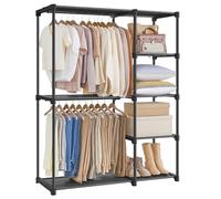 SONGMICS Armadio Portatile, Guardaroba Autoporante, Portabiti con Ripiani, 2 Binnari Appendiabiti, Organizzatore, per Guardaroba, Camera da Letto, 112 x 43 x 165 cm, Nero Inchiostro RYG24BK