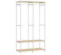 SONGMICS Armadio Portatile per Abiti, Armadio Pieghevole, Appendiabiti, Organizer per Armadio, con Barre per Appendere, Ripiani Portaoggetti, Ganci Rimovibili, 40 x 94,5 x 180 cm, Beige Naturale