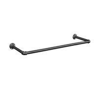 SONGMICS Appendiabiti da parete per abbigliamento in tubi industriali, risparmio di spazio, 92 x 30 x 7,5 cm, installazione semplice, per piccolo spazio, nero HSR67BK