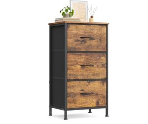 SONGMICS BELLAH Collezione - Cassettiera con 3 Cassetti in Tessuto, Acciaio, MDF, Tessuto Non Tessuto, per Camera da Letto, Armadio, Corridoio e Soggiorno, Marrone Vintage e Nero Inchiostro LGS313BH03
