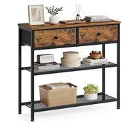 SONGMICS BELLAH Collezione - Consolle Ingresso, Tavolo Consolle, Tavolo dietro Divano, 2 Ripiani a Rete, Soggiorno Corridoio, 30 x 76,7 x 78,7 cm, 2 Cassetti in Tessuto, Marrone Vintage LGS075K101