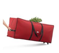SONGMICS Borsa per Albero di Natale con Ruote da 4 cm, Custodia per Albero fino a 229 cm, per Albero Smontabile, Maniglie Regolabili, Tessuto Oxford 600D, Rosso Ciliegia RXS004R03