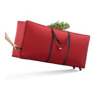 SONGMICS Borsa per Albero di Natale con Ruote da 4 cm, Custodia per Albero fino a 274 cm, per Albero Smontabile, Maniglie Regolabili, Tessuto Oxford 600D, Rosso Ciliegia RXS004R01