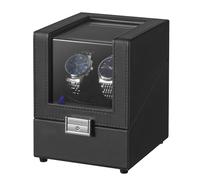 SONGMICS Carica Orologi, Caricatore Automatico Doppio per 1 Orologio con Motore Silenzioso, con LED, Cuscino Regolabile, Chiusura, 4 Impostazioni, con un Cavo di Ricarica USB-C, Nero JWB031B01