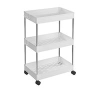 SONGMICS Carrello Portaoggetti a 3 Livelli, Carrello con Ruote, Carrello da Cucina Salvaspazio in Bagno Ufficio, 23,6 x 42 x 60,6 cm, Bianco Nuvola KSC009W01