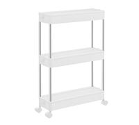 SONGMICS Carrello Portaoggetti a 3 Livelli, Carrello con Ruote, Carrello da Cucina Salvaspazio in Bagno Ufficio, 14,4 x 42 x 60,6 cm, Bianco Nuvola KSC007W01