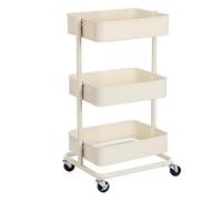 SONGMICS Carrello Portaoggetti a 3 Livelli, Carrello da Cucina con Altezza Regolabile, Carrello di Servizio con 2 Freni, Montaggio Facile, per Camera da Letto, Cucina, Ufficio, Bianco BSC60WT
