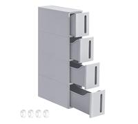 SONGMICS Carrello Stretto a 4 Cassetti, Carrellino, Larghezza 17,3 cm, Carrello da Bagno Cucina, Plastica PP, Compatto, 45,2 x 17,3 x 84 cm, Grigio KFR008G02