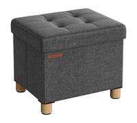 SONGMICS Cassapanca, Pouf Contenitore Piccolo, Poggiapiedi Pieghevole da 32 x 40 cm, Ottomano con Stoccaggio, Regge fino a 300 kg, per Soggiorno, Camera da Letto, Dormitorio, Grigio Ardesia LSF012G11