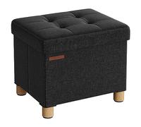 SONGMICS Cassapanca, Pouf Contenitore Piccolo, Poggiapiedi Pieghevole da 32 x 40 cm, Ottomano con Stoccaggio, Regge fino a 300 kg, per Soggiorno, Camera da Letto, Dormitorio, Nero Inchiostro LSF012B11