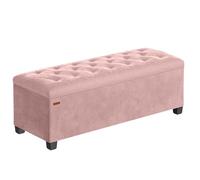 SONGMICS Cassapanca, Pouf Contenitore, Poggiapiedi 40 x 110 x 39 cm, Ottomano con Gambe in Legno, Regge fino a 300 kg, per Soggiorno, Camera da Letto, Dormitorio, Rosa Pastello LSF089R01