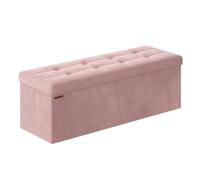 SONGMICS Cassapanca, Pouf Contenitore, Poggiapiedi Pieghevole da 38 x 110 x 38 cm, Ottomano, Regge fino a 300 kg, per Soggiorno, Camera da Letto, Entrata, Rosa Pastello LSF277R01
