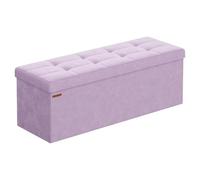 SONGMICS Cassapanca, Pouf Contenitore, Poggiapiedi Pieghevole da 38 x 110 x 38 cm, Ottomano, Regge fino a 300 kg, per Soggiorno, Camera da Letto, Entrata, Lilla Chiaro LSF277P01