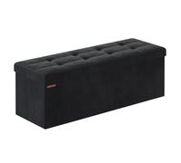 SONGMICS Cassapanca, Pouf Contenitore, Poggiapiedi Pieghevole da 38 x 110 x 38 cm, Ottomano, Regge fino a 300 kg, per Soggiorno, Camera da Letto, Entrata, Nero Inchiostro LSF277B01