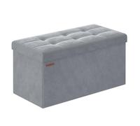 SONGMICS Cassapanca, Pouf Contenitore, Poggiapiedi Pieghevole da 38 x 76 x 38 cm, Ottomano, Regge fino a 300 kg, per Soggiorno, Camera da Letto, Entrata, Grigio Tortora LSF247G02