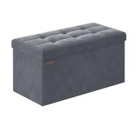 SONGMICS Cassapanca, Pouf Contenitore, Poggiapiedi Pieghevole da 38 x 76 x 38 cm, Ottomano, Regge fino a 300 kg, per Soggiorno, Camera da Letto, Entrata, Grigio Ardesia LSF247G01