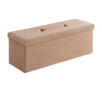 SONGMICS Cassapanca, Pouf Contenitore, Sgabello Poggiapiedi Pieghevole 38 x 110 x 38 cm, Regge fino a 300 kg, per Soggiorno, Camera da Letto, Ingresso, Marrone Cammello LSF097K01V1