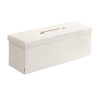 SONGMICS Cassapanca, Pouf Contenitore, Sgabello Poggiapiedi Pieghevole 38 x 110 x 38 cm, Regge fino a 300 kg, per Soggiorno, Camera da Letto, Ingresso, Bianco Crema LSF097W01V1