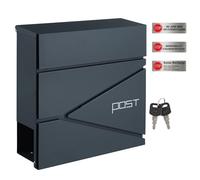 SONGMICS Cassetta Postale, Cassetta della Posta da Parete, Chiudibile a Chiave, con Scomparto per Giornali, Facile da Montare, Moderno, Grigio Antracite GMB051G02