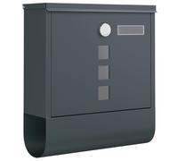 SONGMICS Cassetta Postale, Cassetta Postale, Serratura con Cilindro in Rame e Coperchio Rotante, Targa di Identificazione, Porta Giornali, Facile da Montare, 10 x 30,8 x 33,8 cm, Grigio