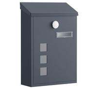 SONGMICS Cassetta Postale da Esterno in Acciaio, con Serratura in Rame | Cassetta Lettere, 3 Finestre di Controllo, 21,8 x 9 x 31,8 cm, Grigio, Collezione POSTER GMB032GZ01