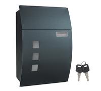 SONGMICS Cassetta Postale da Parete, con Finestra di Visualizzazione, Scomparto per Nome, 2 Chiavi, Facile da Installare, Grigio Antracite