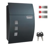 SONGMICS Cassetta postale da parete, con finestre di visualizzazione, slot per nome, 2 chiavi, facile da installare, grigio antracite GMB030G02