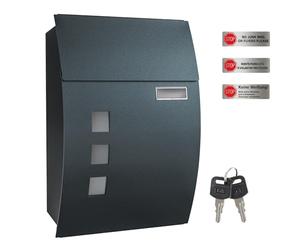 SONGMICS Cassetta postale da parete, con finestre di visualizzazione, slot per nome, 2 chiavi, facile da installare, grigio antracite GMB030G02