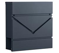 SONGMICS Cassetta Postale, Finestra a V, Cassetta Posta da Parete con Serratura, Coperchio, Vano Portagiornale, Facile da Montare, Grigio Antracite GMB054G01