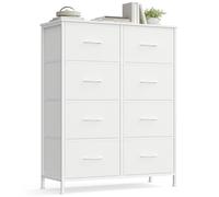 SONGMICS Cassettiera Camera da Letto, Mobile con 8 Cassetti, Acciaio, MDF, Tessuto non Tessuto, Cabina Armadio Ingresso Soggiorno, Bianco Nuvola e Bianco Neve LGS124WH01
