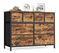 SONGMICS Cassettiera con 8 Cassetti, Mobiletto Portaoggetti in Tessuto e Acciaio, Organizer per Camera da Letto e Soggiorno, 98,7 x 30 x 74,7 cm, Marrone Vintage, Collezione BELLAH LGS234K101