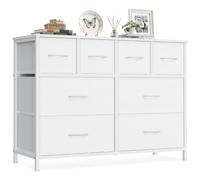 SONGMICS Cassettiera con 8 Cassetti, Mobiletto Portaoggetti in Tessuto e Acciaio, Organizer per Camera da Letto e Soggiorno, 98.7 x 30 x 74.7 cm, Bianco Nuvola, Collezione Bellah LGS234W101
