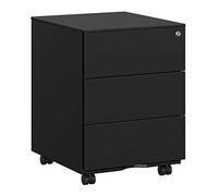 SONGMICS Cassettiera da Ufficio, 3 Cassetti, con Ruote, con Chiusura | Mobiletto per Documenti, Supporto Stampante, Pre-Assemblato, 39 x 45,1 x 53,8 cm, Nero Opaco, Collezione BEREND OFC63BK