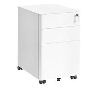 SONGMICS Cassettiera da Ufficio, Mobile con Ruote e 3 Cassetti, Chiusura a Chiave, Premontato, Mobiletto in Metallo, Supporto per Stampante, Studio, 50 x 39 x 59 cm, Bianco Opaco OFC032WG01