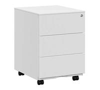 SONGMICS Cassettiera da Ufficio Studio Scrivania, Mobiletto con Ruote per Documenti, Supporto Stampante, con Chiusura, 3 Cassetti, Pre-Assemblato, 45 x 39 x 54 cm, Bianco Opaco OFC63WT