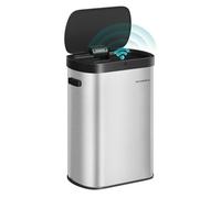 SONGMICS Cestino con Sensore di Movimento, 50 L, Agita la Mano o Tocca per Aprire, Chiusura Morbida, Acciaio Inossidabile, 15 Sacchi Inclusi, Argento Metallizzato e Nero Inchiostro LTB640E01