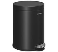 SONGMICS Cestino da Bagno a Pedale 6 L in Acciaio | Coperchio con Chiusura Morbida, Secchio Interno, per Rifiuti, Camera da Letto, Nero Inchiostro LTB016BZ02