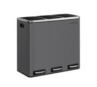 SONGMICS Cestino da Cucina, Pattumiera per Raccolta Differenziata 3 x 18L, 3 Scomparti per Riciclaggio, Coperchi a Chiusura Morbida, Pedali, Acciaio, Grigio Opaco LTB054G01