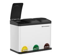 SONGMICS Cestino da Cucina, Pattumiera per Riciclaggio, Pattumiera Tripla a Pedale, in Metallo da 45 Litri, per Raccolta Differenziata, 3 x 15L, con Coperchio, Acciaio, Bianco LTB45W