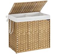 SONGMICS Cestino Portaoggetti, Cesta Portabiancheria da 160 L con Coperchio, Pieghevole, Sacco in Tessuto Rimovibile con Manici, Soggiorno Camera da letto Lavanderia, Colore Naturale LCB216Y01