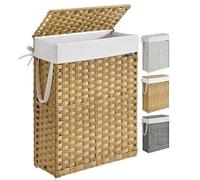SONGMICS Cestino Portaoggetti, Cesta Portabiancheria da 55 L con Coperchio, Pieghevole, Sacco in Tessuto Rimovibile con Manici, Soggiorno Camera da letto Lavanderia, Giallo Ocra LCB164N01
