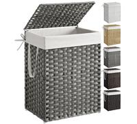 SONGMICS Cestino Portaoggetti, Cesta Portabiancheria da 90L con Coperchio, Piegh