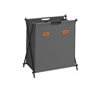 SONGMICS Cesto Portabiancheria, Porta Biancheria Sporca da 115 L, 2 Scomparti, Struttura Pieghevole a X, con Etichette, per Lavanderia Bagno Camera da Letto, Grigio Ardesia LCB120G01