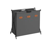 SONGMICS Cesto Portabiancheria, Porta Biancheria Sporca da 135 L, 3 Scomparti, Struttura Pieghevole a X, con Etichette, per Lavanderia Bagno Camera da Letto, Grigio Ardesia LCB130G01