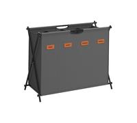 SONGMICS Cesto Portabiancheria, Porta Biancheria Sporca da 155 L, 4 Scomparti, Struttura Pieghevole a X, con Etichette, per Lavanderia Bagno Camera da Letto, Grigio Ardesia LCB140G01