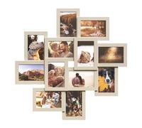 SONGMICS Collage di Cornici per Foto, 12 Cornici per Foto 10 x 15 cm, Cornici Portafoto da Parete, Cornici Multiple, Decorazioni Murali, Beige Naturale RPF022N01